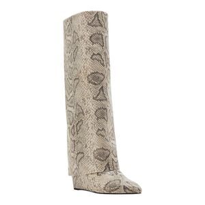 Madden Girl Evander fold-over cuffed knee-high wedge boots snake print Size 9